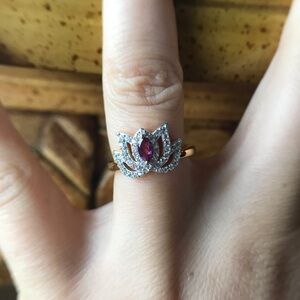 Natural Rhodolite Garnet Sterling Silver Lotus Ring